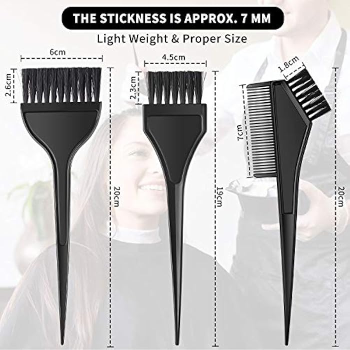 BOAO 3 Pieces Hair Dye Colouring Brush Hair Dyeing Comb Brush Kit Bleach Tint Applicator Tools for Hair Hairdressing Salon - Image 2